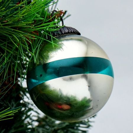 Vintage Turquoise Style Round Glass Christmas Ornament