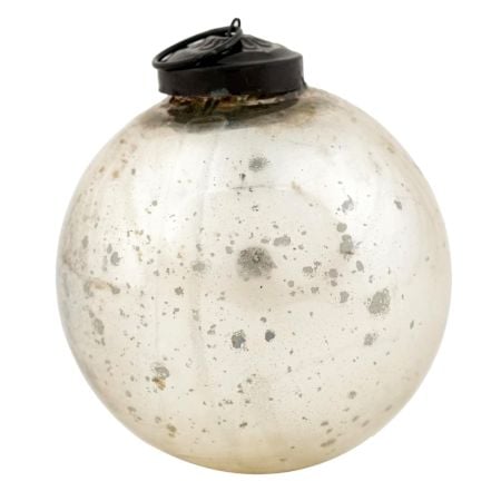 Silver Style Round Glass Christmas Ornament