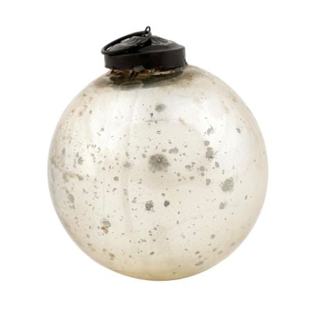 Silver Style Round Glass Christmas Ornament
