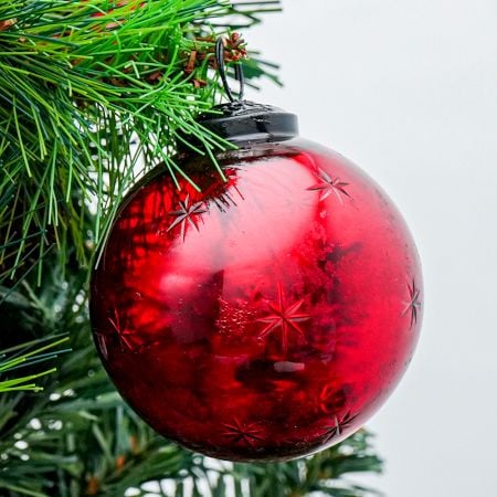 Blood Red Plum Star Cut Christmas Hanging