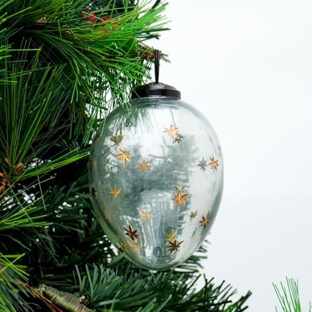 Clear Avocado Golden Star Cut Christmas Hanging