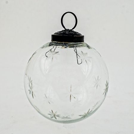 Clear Plum Star Cut Christmas Hanging