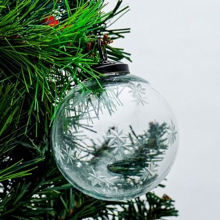 Clear Plum Star Cut Christmas Hanging