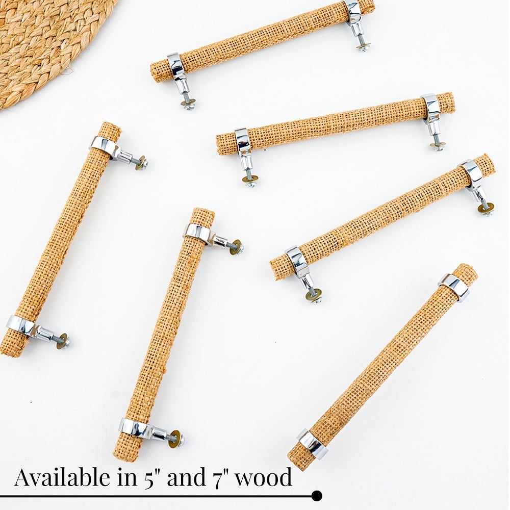 Adjustable Natural Jute Cabinet Handle Rustic Drawer Pull (5 Inches)