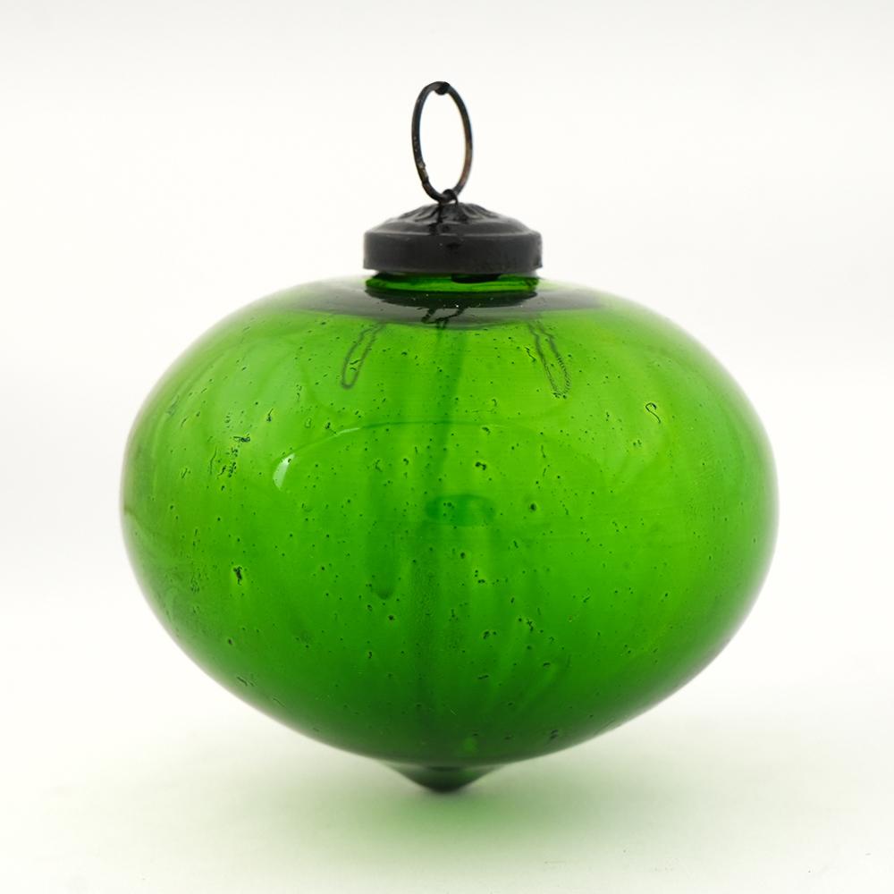 Green Vintage Glass Turnip Style Hanging Ornament