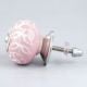 Pink Etched Flower Knob