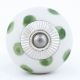White Green Polka Dot Ceramic Cabinet Knob