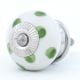 White Green Polka Dot Ceramic Cabinet Knob