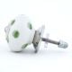 White Green Polka Dot Ceramic Cabinet Knob