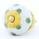 White Green Polka Dot Ceramic Cabinet Knob