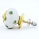 White Green Polka Dot Ceramic Cabinet Knob