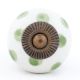 White Green Polka Dot Ceramic Cabinet Knob