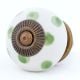 White Green Polka Dot Ceramic Cabinet Knob