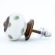 White Green Polka Dot Ceramic Cabinet Knob