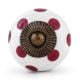 White Red Polka Dotted Ceramic Dresser Knob