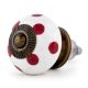 White Red Polka Dotted Ceramic Dresser Knob