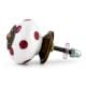 White Red Polka Dotted Ceramic Dresser Knob