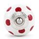 White Red Polka Dotted Ceramic Dresser Knob