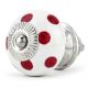 White Red Polka Dotted Ceramic Dresser Knob