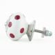 White Red Polka Dotted Ceramic Dresser Knob