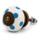 White Blue Polka Dots Ceramic Drawer Knob