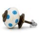 White Blue Polka Dots Ceramic Drawer Knob