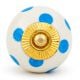 White Blue Polka Dots Ceramic Drawer Knob