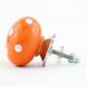 Orange White Polka Dots Flat Knob