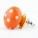 Orange White Polka Dots Flat Knob