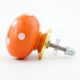 Orange White Polka Dots Flat Knob