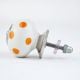 White Orange Polka Ceramic Wardrobe Knob