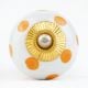 White Orange Polka Ceramic Wardrobe Knob