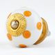 White Orange Polka Ceramic Wardrobe Knob