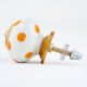 White Orange Polka Ceramic Wardrobe Knob
