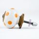 White Orange Polka Ceramic Wardrobe Knob