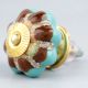 Sea Green And Brown Ceramic Cabinet Knobs