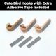 Natural Bird Shape Wooden Adheshive Wall Hook-Pack of 3