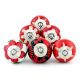 6 Pieces Red Ceramic Round Living Room Cupboard Knobs