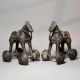 Pair of Vintage Brass Horse Rolling Toy Figurines