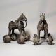 Pair of Vintage Brass Horse Rolling Toy Figurines