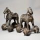Pair of Vintage Brass Horse Rolling Toy Figurines