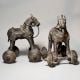 Pair of Vintage Brass Horse Rolling Toy Figurines
