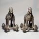 Pair of Vintage Brass Horse Rolling Toy Figurines