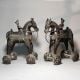Vintage Brass Horse Rider Rolling Toy Figurine Pair