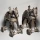 Vintage Brass Horse Rider Rolling Toy Figurine Pair