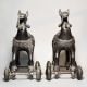 Antique Brass Camel Rider Rolling Toy Figurine Pair