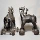 Antique Brass Camel Rider Rolling Toy Figurine Pair