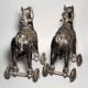 Antique Brass Camel Rider Rolling Toy Figurine Pair