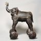 Decorative Brass Elephant on Wheels Folk Toy