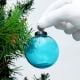 Turquoise Vintage Round Glass Christmas Ornament